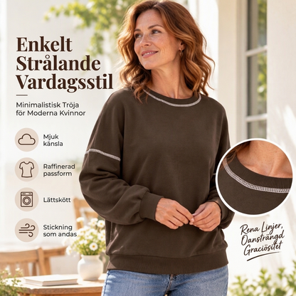 Lös, avslappnad sweatshirt med rund halsringning för kvinnor – Mjuk, ledig och elegant i vardagen 👚✨