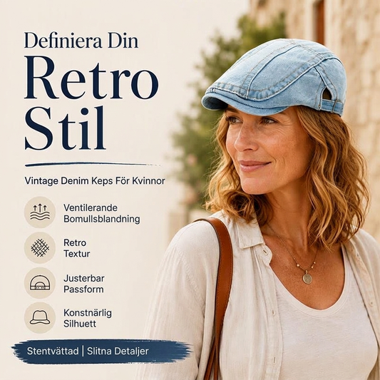 🧢 Neutralt utformad beret i vintage-stil med sliten look, i flatkepsstil