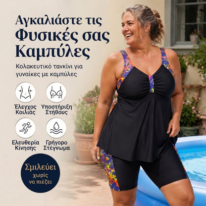 👙 50% ΕΚΠΤΩΣΗ! 💥 Γυναικείο μαγιό με φαρδύ τοπ και σορτς τύπου tankini ✨